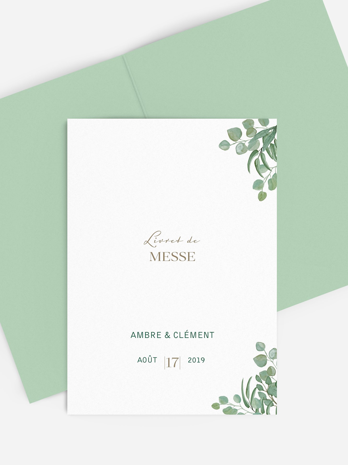 Livret de messe mariage Eucalyptus