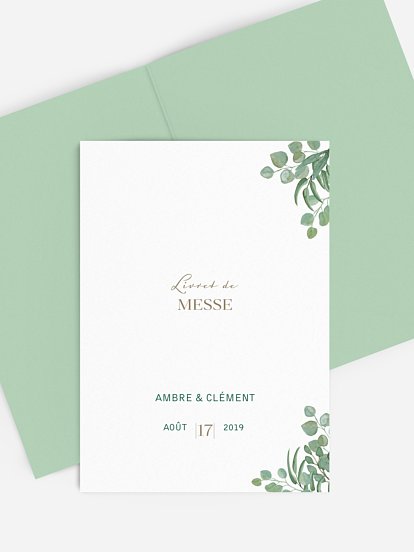 Livret de messe mariage Eucalyptus