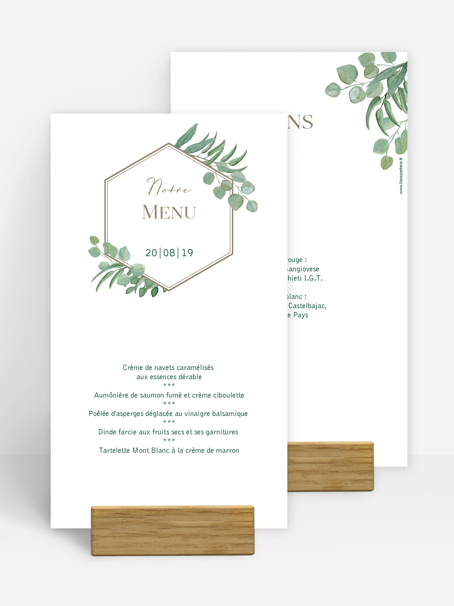 Menu mariage Eucalyptus