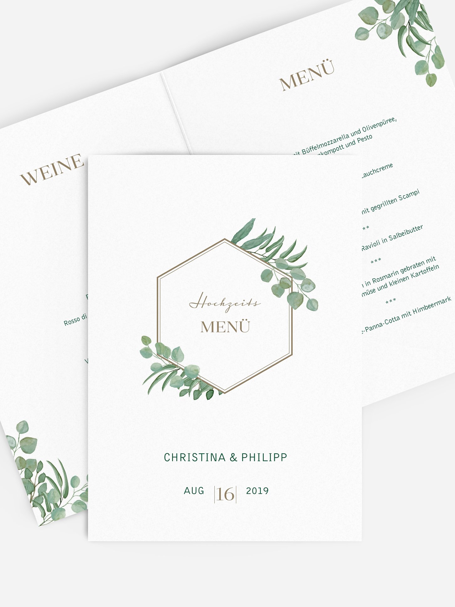Menükarte Hochzeit Eucalyptus