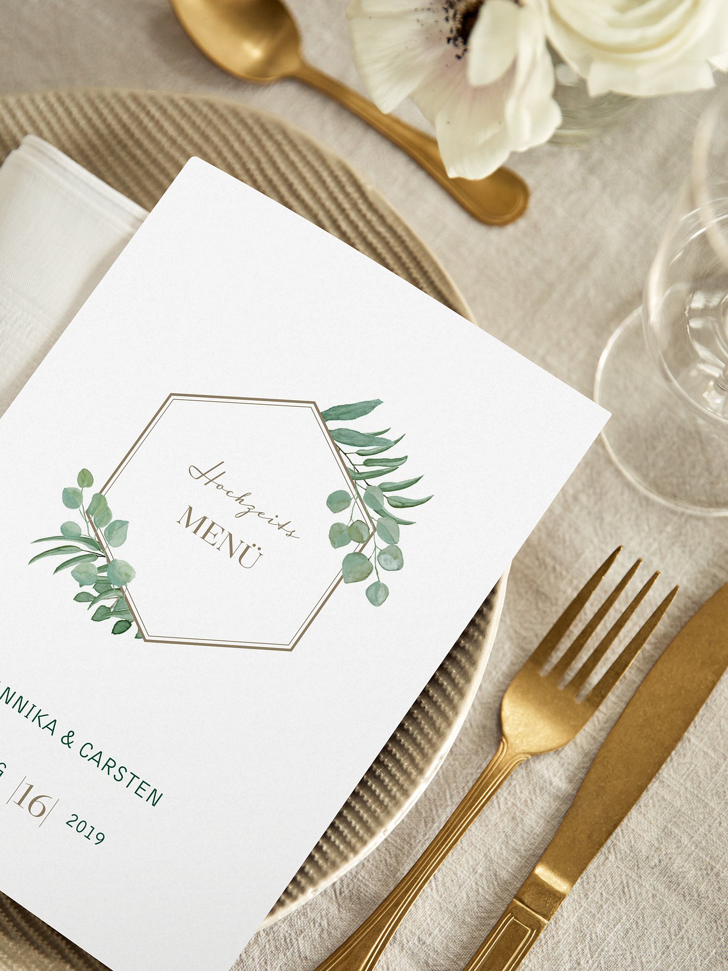 Menükarte Hochzeit Eucalyptus