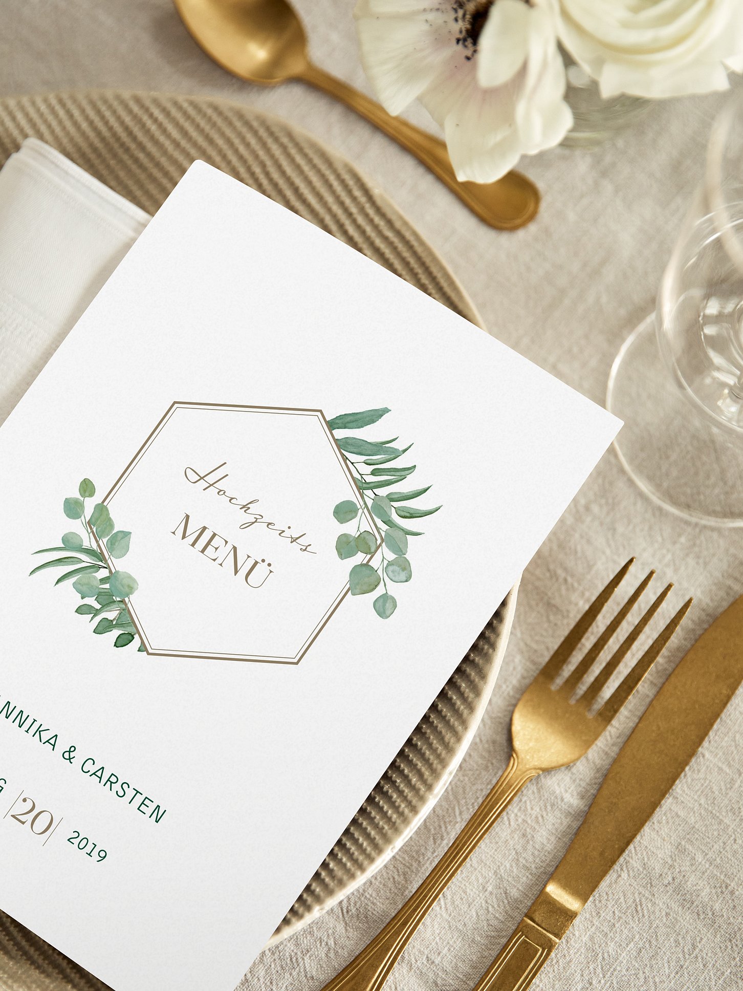 Menükarte Hochzeit Eucalyptus