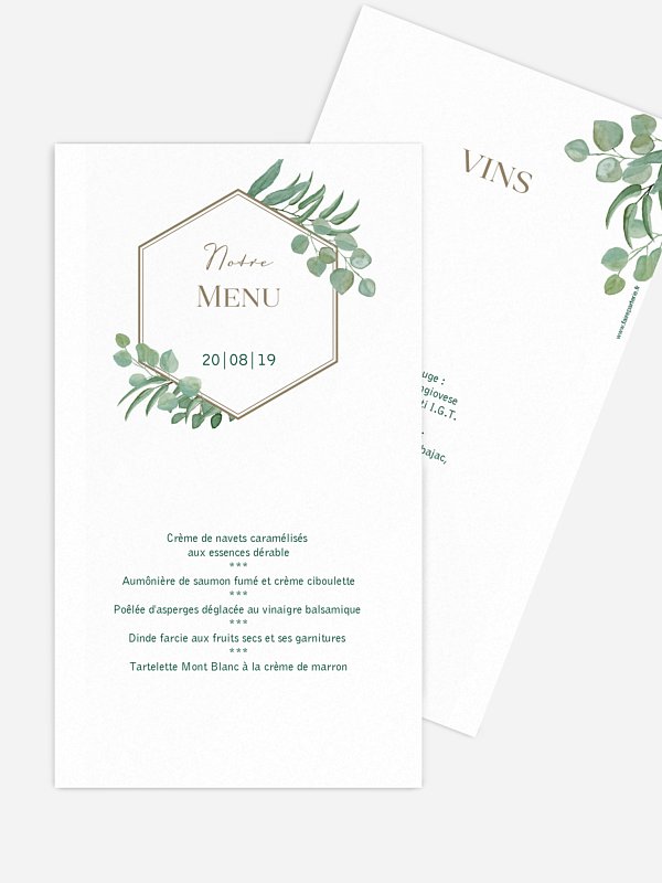 Menu Mariage Eucalyptus