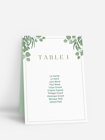 Nom de table mariage Eucalyptus