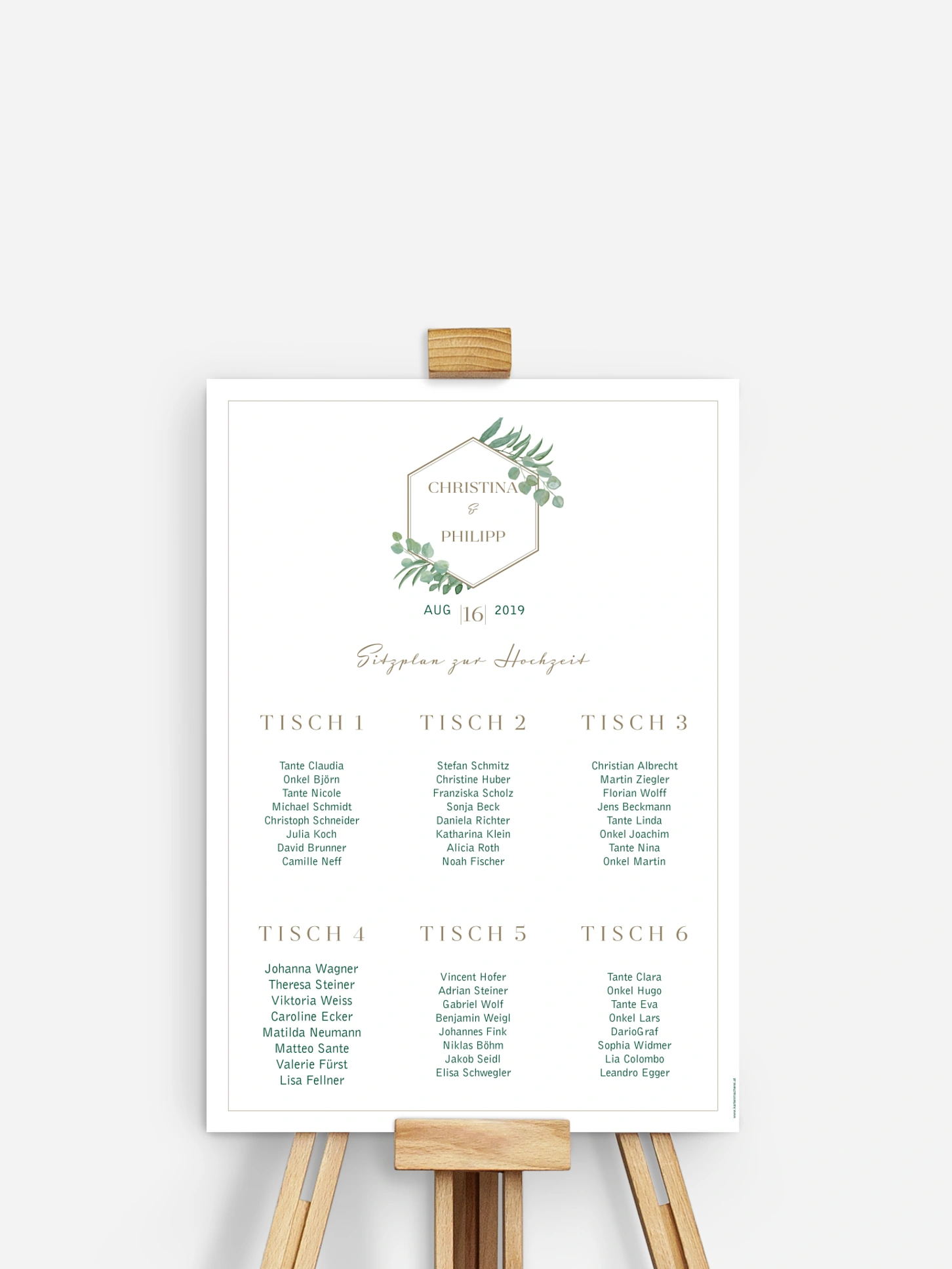 Sitzplan Plakat Eucalyptus