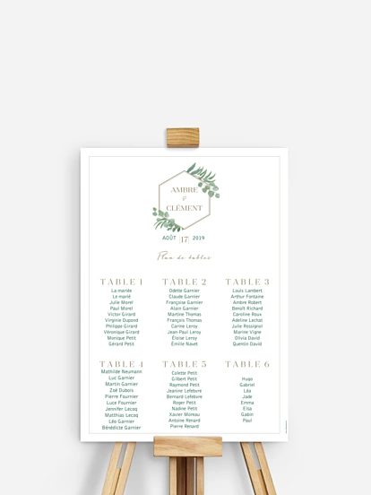 Poster plan de table mariage Eucalyptus