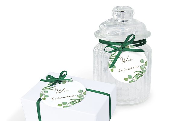 Anhänger mit Band zur Hochzeit Eucalyptus