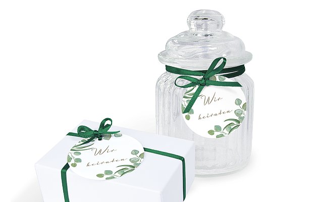 Anhänger mit Band zur Hochzeit Eucalyptus