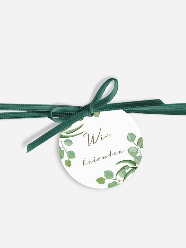 Anhänger mit Band zur Hochzeit Eucalyptus