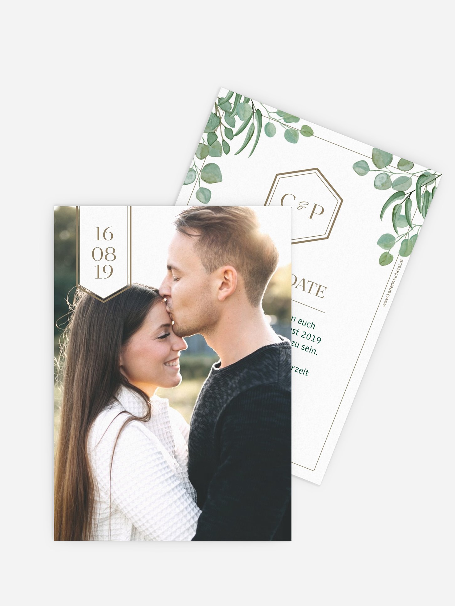 Save-the-Date Karte Eucalyptus