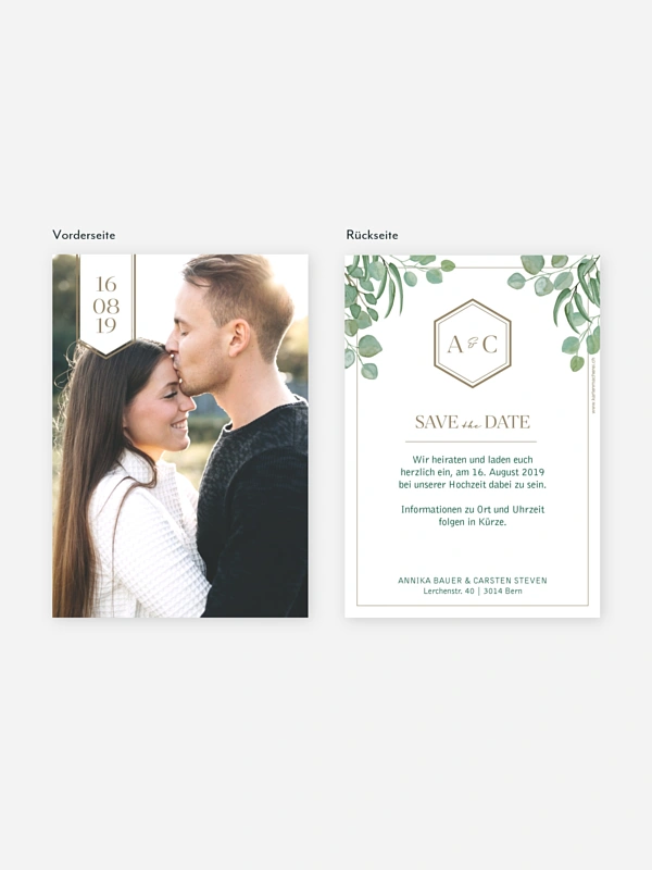 Save-the-Date Karte Eucalyptus