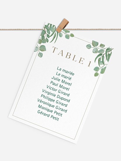 Cartons plan de table mariage Eucalyptus