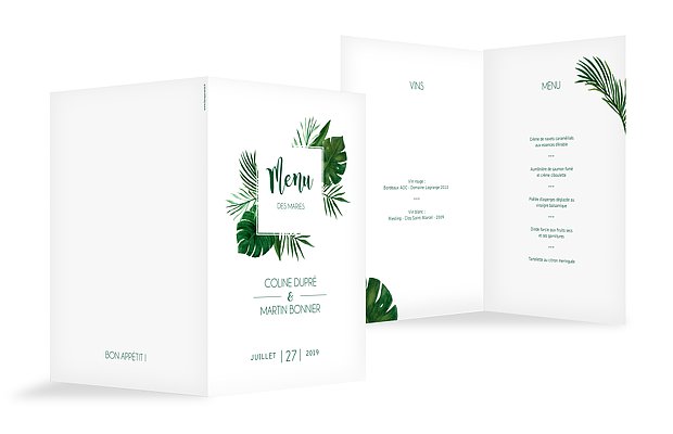 Menu mariage Jungle