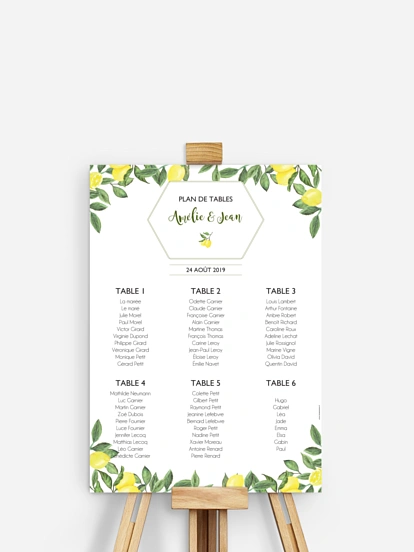 Poster plan de table mariage Amalfi