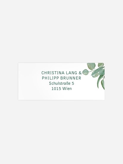Absenderaufkleber Hochzeit Eucalyptus Premium