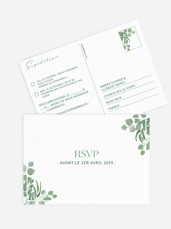 Carton réponse Eucalyptus Premium