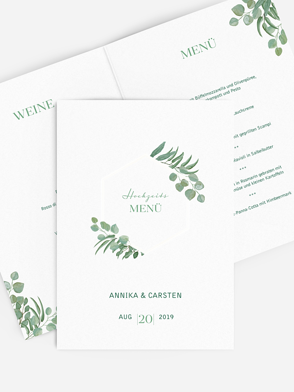 Menükarte Hochzeit Eucalyptus Premium