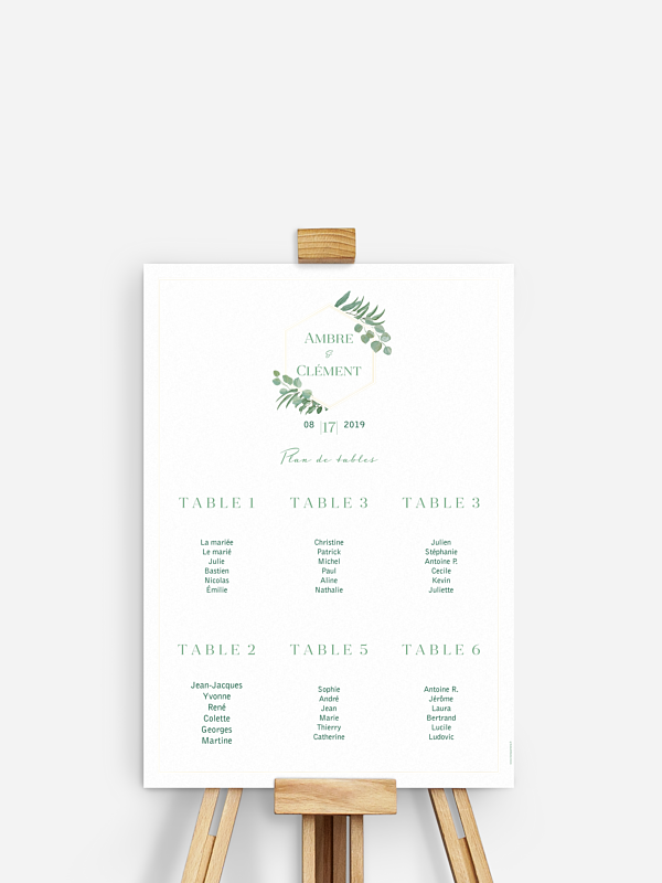 Poster plan de table mariage Eucalyptus Premium