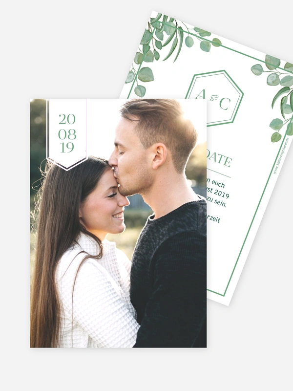 Save-the-Date Karte Eucalyptus Premium