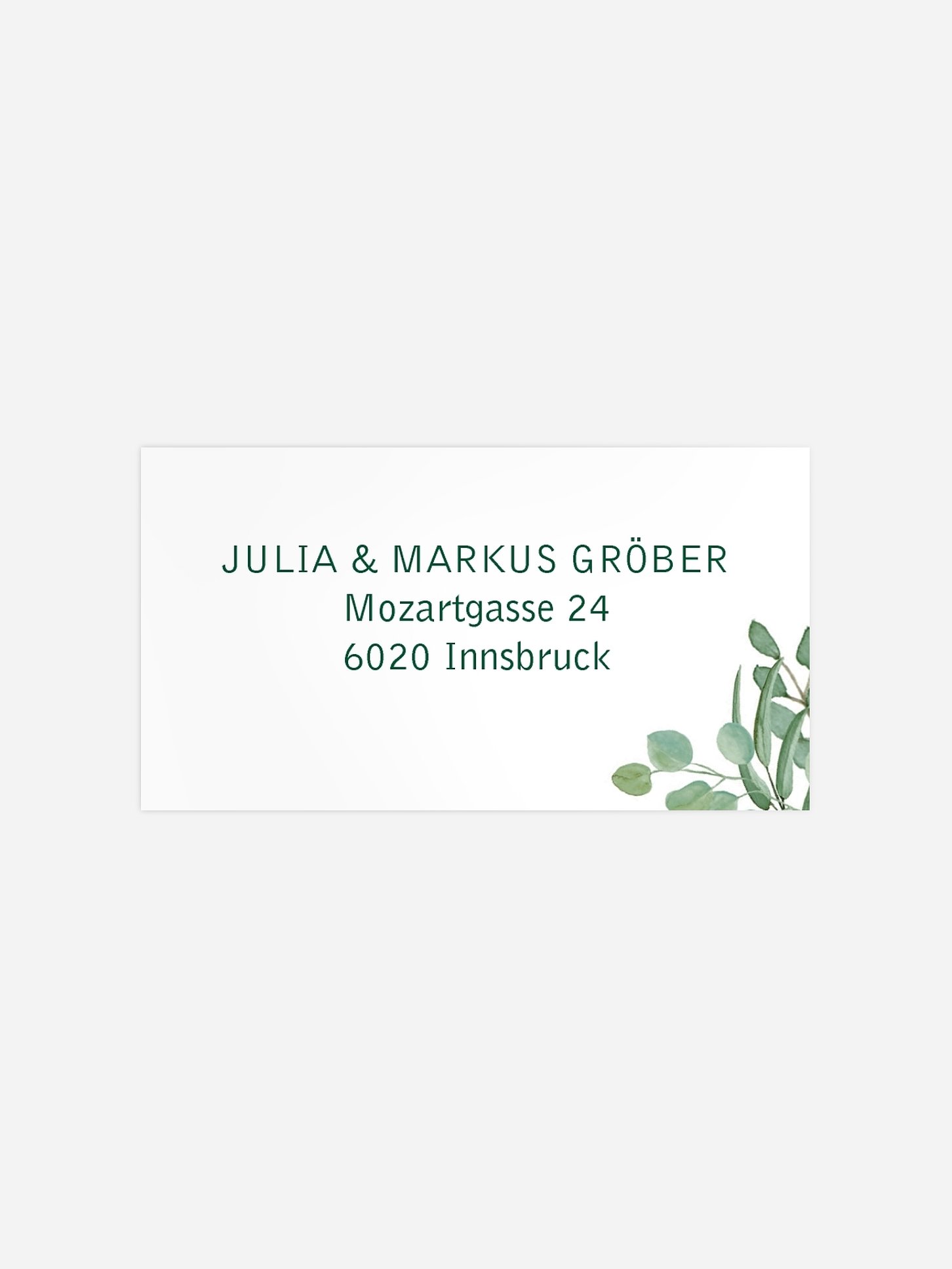 Empfängeraufkleber Hochzeit Eucalyptus Premium