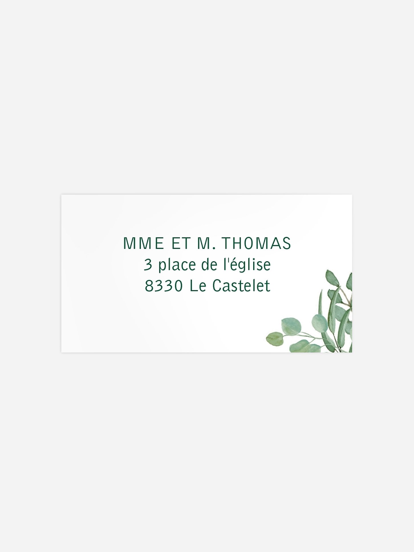 Étiquette destinataire mariage Eucalyptus Premium
