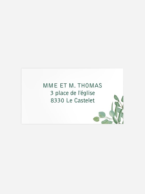 Étiquette destinataire mariage Eucalyptus Premium