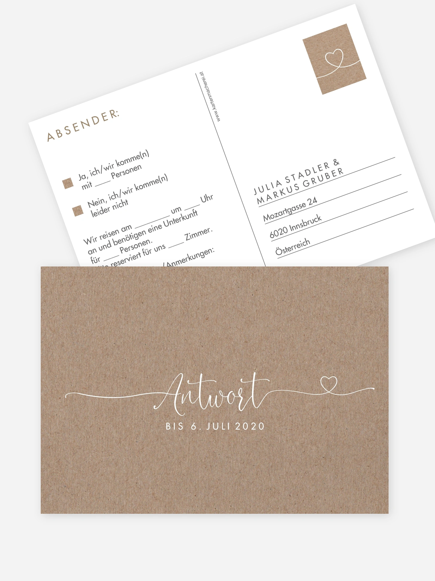 Antwortkarte Hochzeit Herzglück