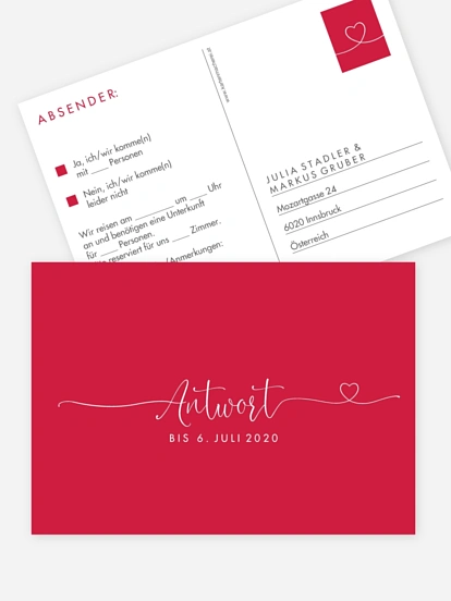 Antwortkarte Hochzeit Herzglück