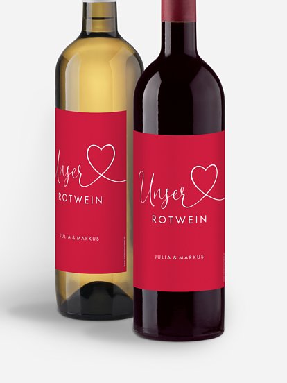 Flaschenetikett Hochzeit Herzglück