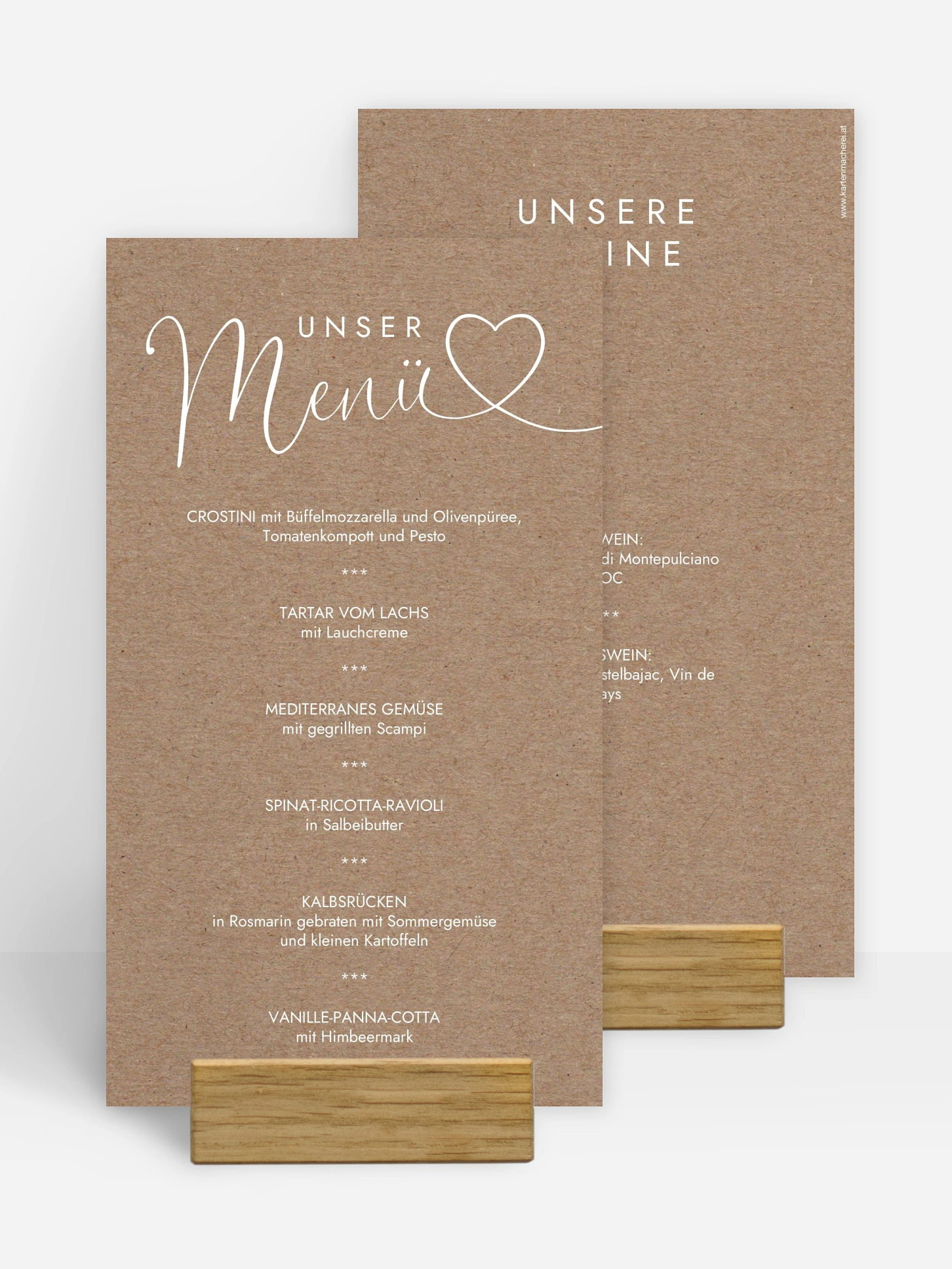Menükarte Hochzeit Herzglück
