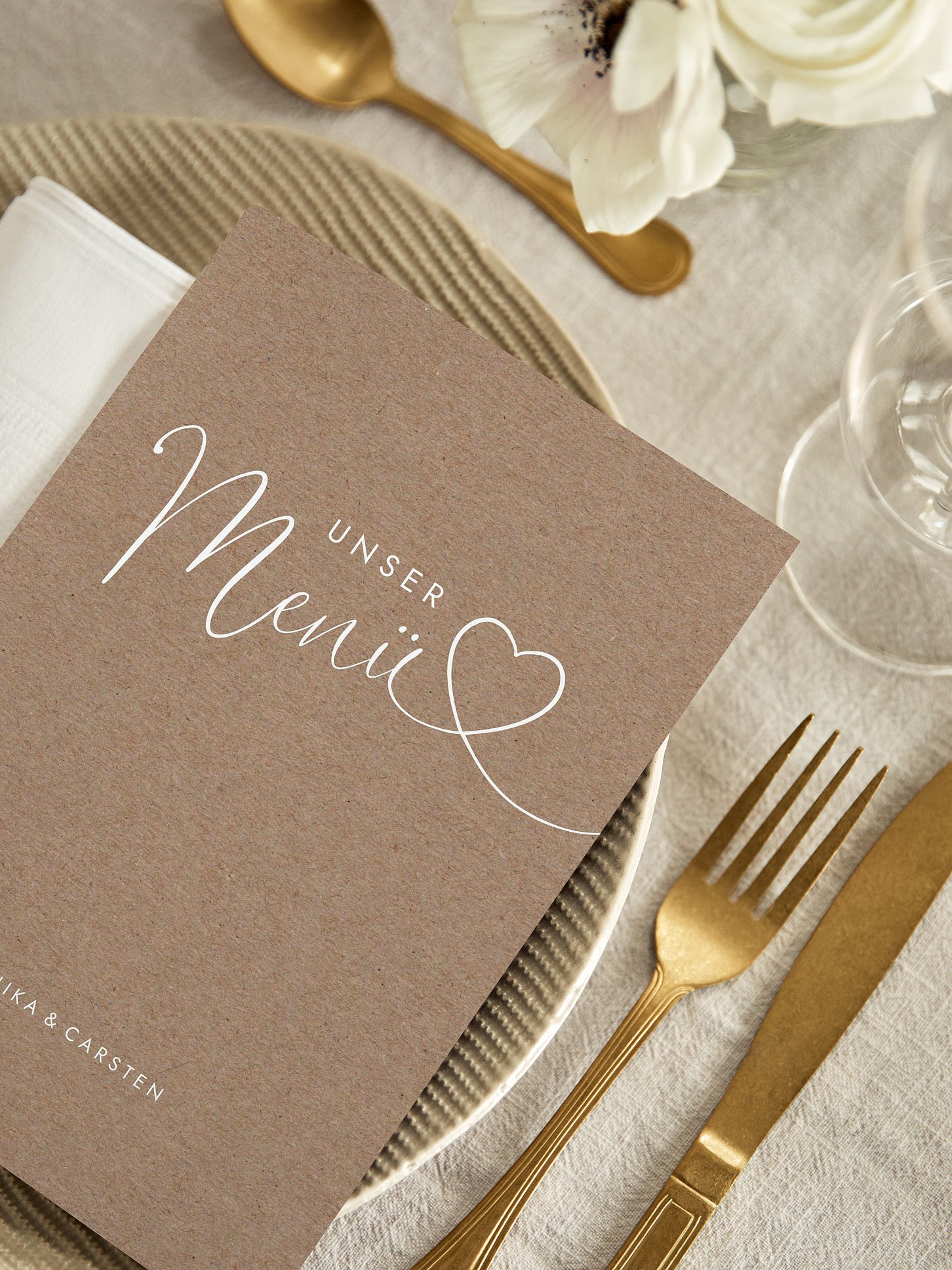 Menükarte Hochzeit Herzglück