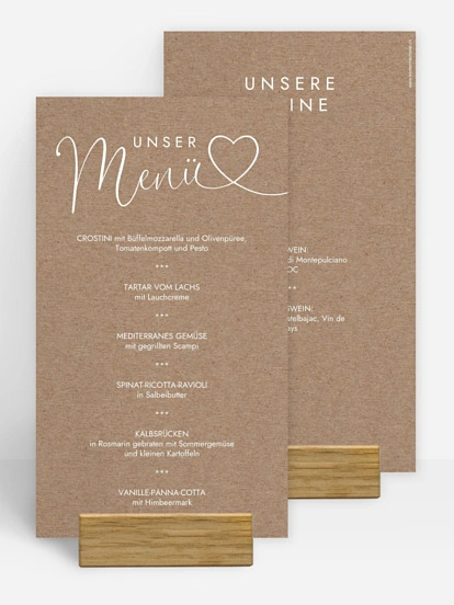 Menükarte Hochzeit Herzglück