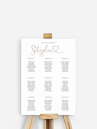 Sitzplan Plakat Herzglück