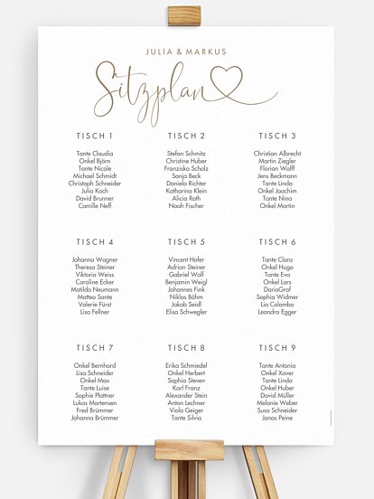 Sitzordnung/Sitzplan für Ihre Hochzeit Lieferung in 12 Tagen