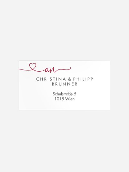 Empfängeraufkleber Hochzeit Herzglück