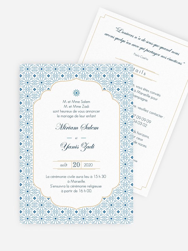 Faire-part de mariage Mosaïque orientale
