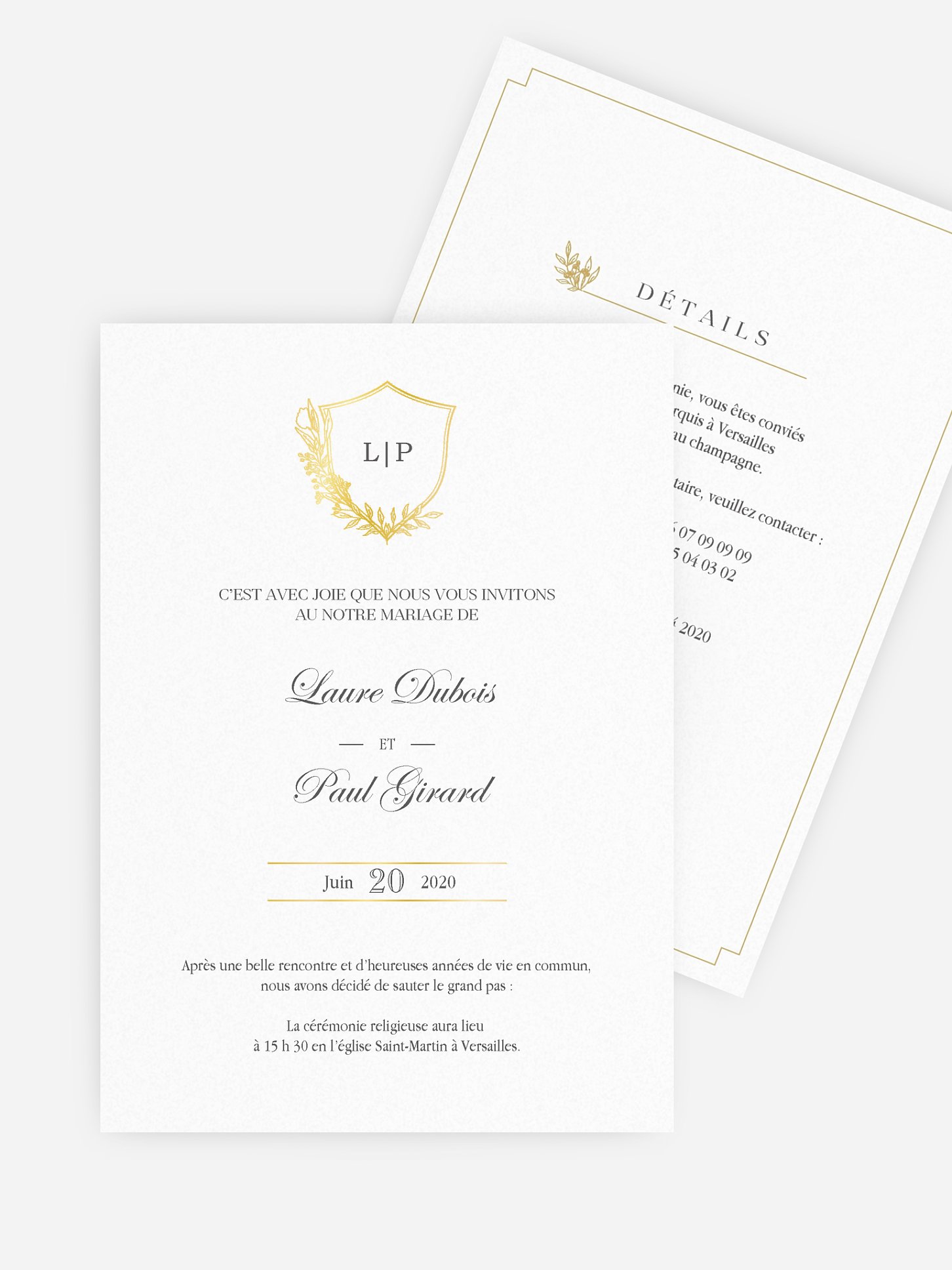 Faire-part de mariage Couronne chic - Dorure