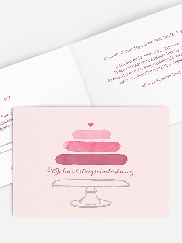 Einladung 40. Geburtstag Birthday Cake