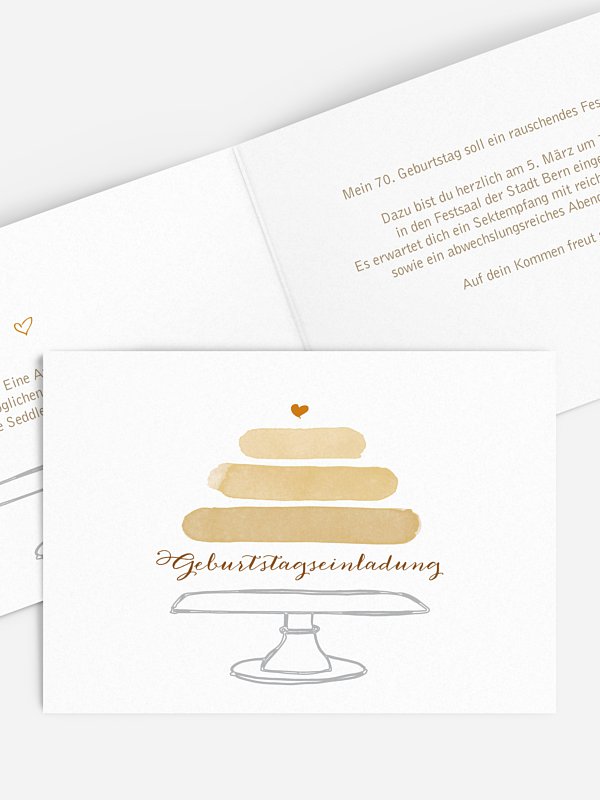 Einladung 70. Geburtstag Birthday Cake