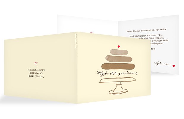 Einladung 80. Geburtstag Birthday Cake