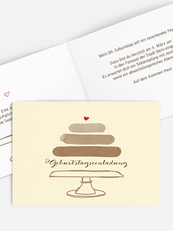Einladung 80. Geburtstag Birthday Cake