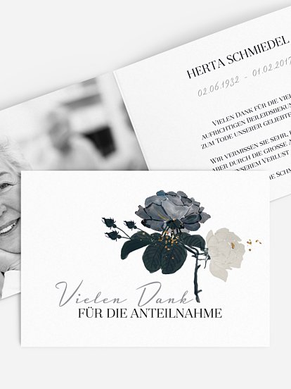 Trauerdanksagung Black Flower