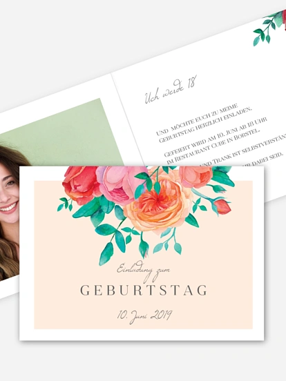Einladung 18. Geburtstag Flower Bouquet