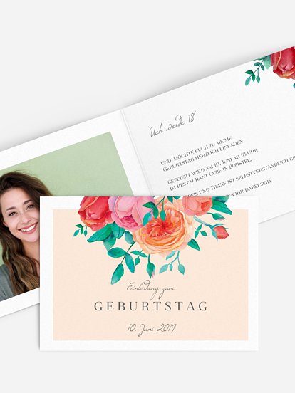 Einladung 18. Geburtstag Flower Bouquet