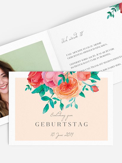 Einladung 18. Geburtstag Flower Bouquet