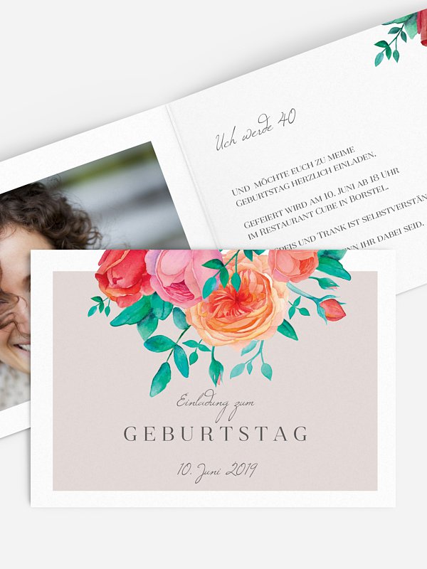 Einladung 40. Geburtstag Flower Bouquet