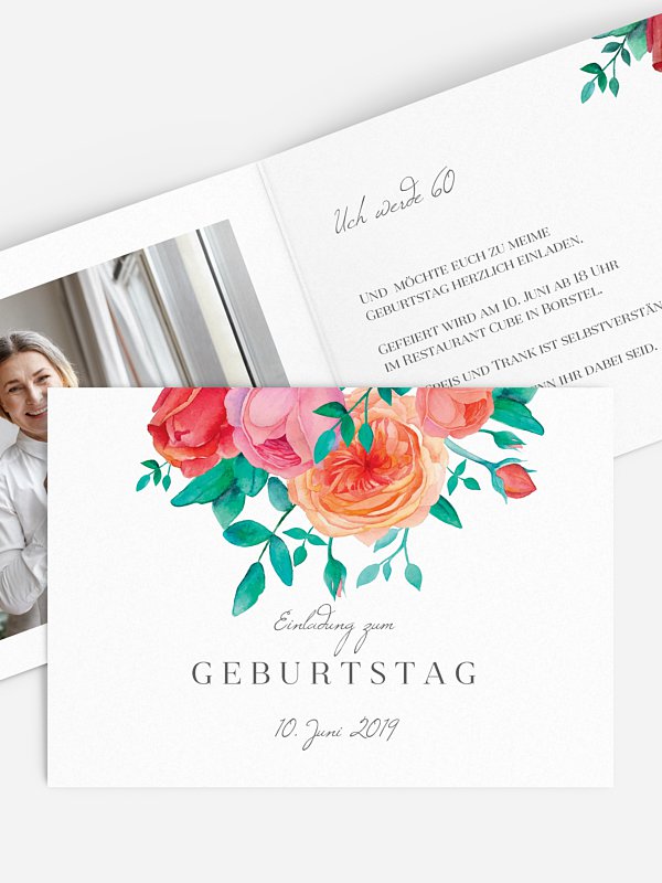 Einladung 60. Geburtstag Flower Bouquet