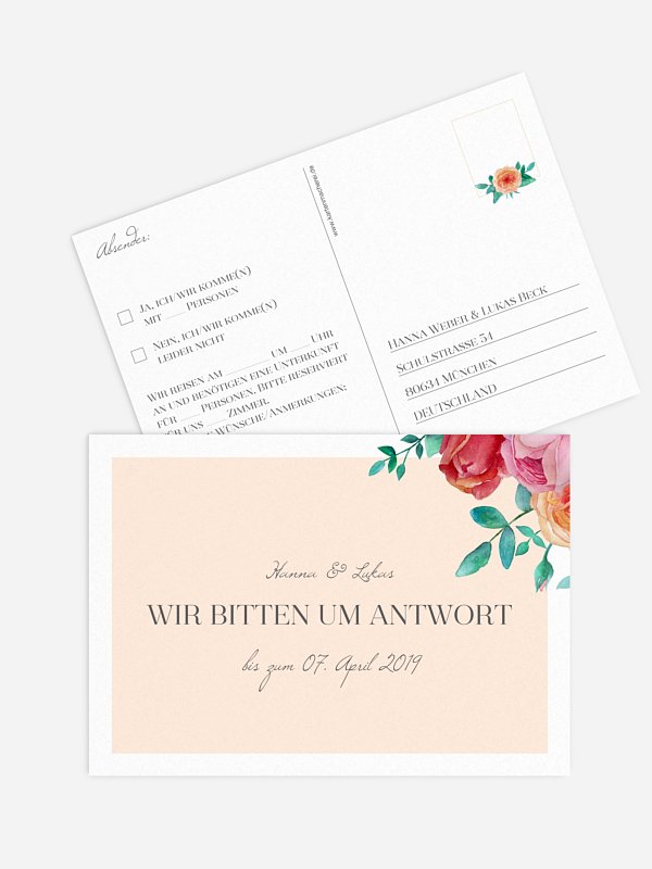 Antwortkarte Hochzeit Flower Bouquet