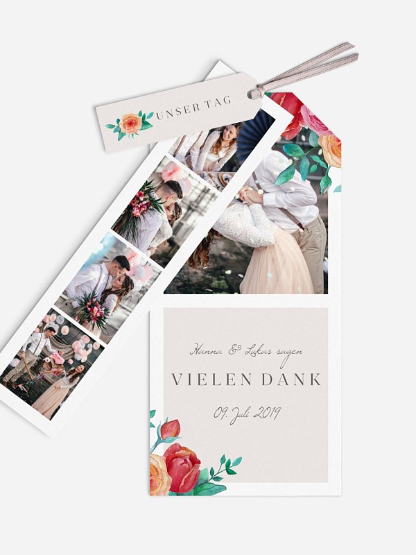 Dankeskarte Hochzeit Flower Bouquet