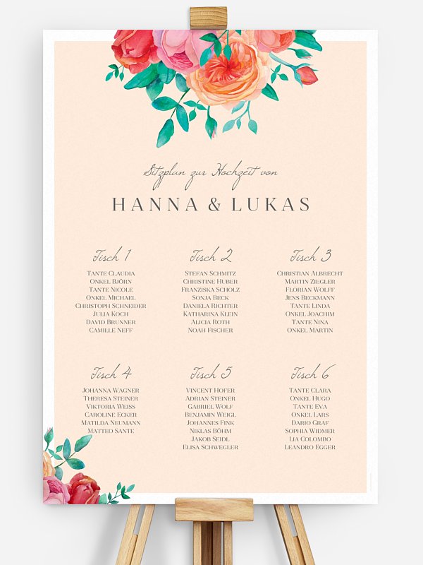 Sitzplan Plakat Flower Bouquet